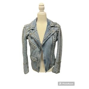 Understated Leather Studded Moto Jacket XS
